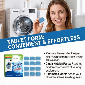 Deep cleaning washing machine tablets for removing limescale and odors for all washer types