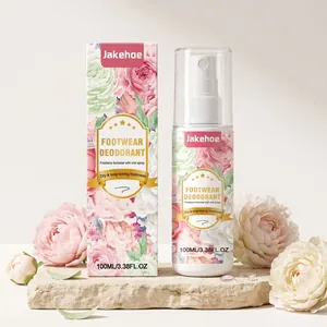 Floral scented footwear deodorant spray 100ml with elegant packaging and peonies
