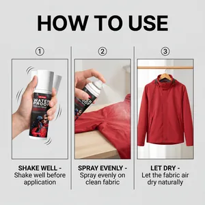 Istruzioni passo-passo per lo spray impermeabilizzante Jakehoe su una giacca rossa outdoor