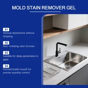Infografía detallada del gel eliminador de manchas de moho para fregaderos y grietas