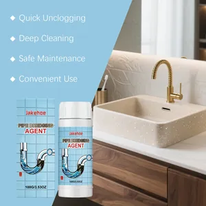 Desatascador de tuberías Jakehoe junto a un lavabo de baño limpio y sus beneficios.