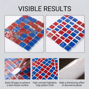 Dettaglio che mostra l'applicazione di stucco in cristallo brillante su superfici a mosaico