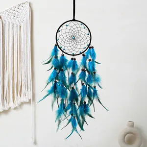 Handgemaakte Boho Dromenvanger Muur Decor Gekleurde Veren Met LED Licht Voor Slaapkamer Bruiloft Feest Verjaardag Cadeau