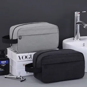Minimalistischer Gewaschenes Segeltuch Kulturbeutel Für Herren Tragbarer Business Reise Make-up Organizer Waschtasche Große Kapazität