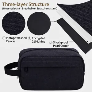 Minimalistische Canvas-Kulturtasche für Reisen mit einem dreilagigen Materialaufbau