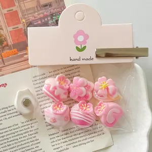 3D Resin Cherry Blossom Cake Miniature Food Fridge Magnets Cute DIY Craft Accessories For Hair Clips Phone Case Decoration
