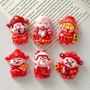 Cartoon resin Chinese God of Wealth DIY charms for hair clips and phone cases