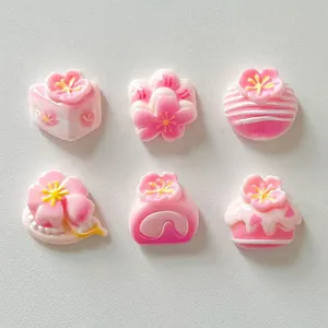 Cute pink Sakura cherry blossom and dessert resin charms for DIY handmade hair clips