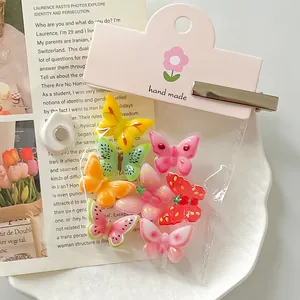 Juego de 8 Imanes de Resina para Nevera Mariposa de Fruta de Simulación Accesorios para Funda de Móvil DIY Decoración Artesanal