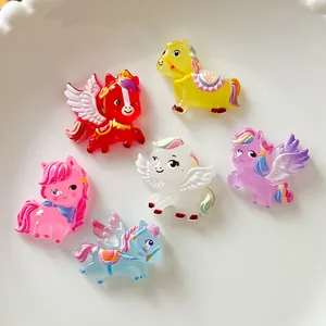 Amuletos de resina de poni de colores y accesorios pegasus para pinzas y llaveros
