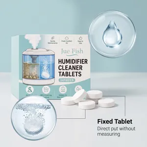 Detailed view of Jue Fish humidifier descaling tablets and the dissolving effect