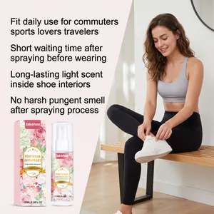 Close-up of Jakehoe floral footwear deodorant spray with a 100ml capacity bottle