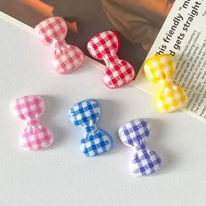 Colorful checkered bow charms for DIY crafts and hair accessories