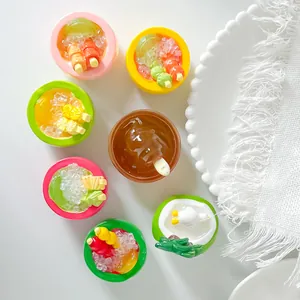 Vibrant miniature resin dessert bowl magnets featuring realistic fruit and ice details.