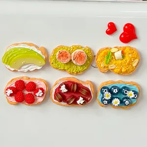 Simulation Obst Kuchen Toast Harz Kühlschrankmagnete Dekorative 3D Lebensmittel Magnetischer Aufkleber Für Haus Küche Dekoration