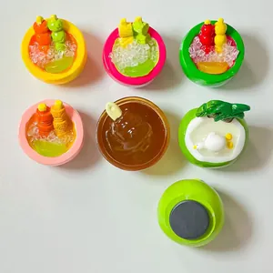 Miniature resin food dessert fridge magnets showing multiple colorful styles and back view