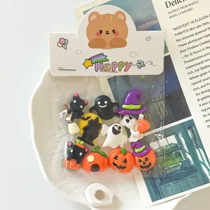 Resin Halloween Cartoon DIY Accessories Fridge Magnets Shoe Charms Pumpkin Ghost Wizard Hat Spooky Festive Home Decoration