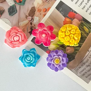 Close-up of colorful glossy resin flower charms for DIY phone cases and accessories