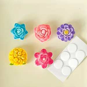 Assorted glossy resin flower charms in various colors with adhesive dot stickers