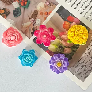 Glossy resin flower accessories in various colors for DIY craft decoration projects