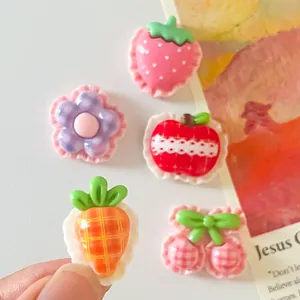 Cute fruit and flower resin charms with lace borders for DIY crafts and shoe decoration