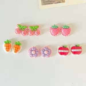Cute fruit and flower resin charms with gingham and lace patterns for handmade DIY crafts