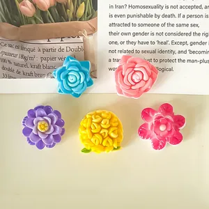 Set of five glossy resin flower charms for DIY phone cases hair clips and magnets