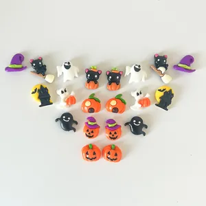 Collection of Halloween resin charms featuring pumpkins ghosts and black cats