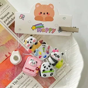 Süße Panda Schreibwaren Harz Patch DIY Zubehör Cartoon Panda Zeichenbrett Kühlschrankmagnete Für Handyhülle Haarnadel Dekoration
