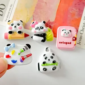 Set süße Panda-Schreibwaren-Harzanhänger für DIY-Haarspangen und Handyhüllen-Deko.