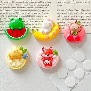 Colorful collection of cute cartoon animal resin charms with adhesive dots for DIY crafts