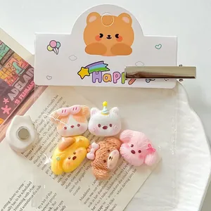 Cute Cartoon Resin Dog Fridge Magnets DIY Hair Accessories Set Sweet Girl Hair Ties Duckbill Clips 5Pcs Set
