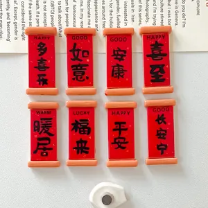8pcs Miniature Chinese New Year Scrolls DIY Resin Charms for Crocs and Fridge Magnets