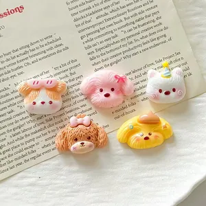 Cute cartoon puppy hair clips and fridge magnets set with soft aesthetic pastel colors