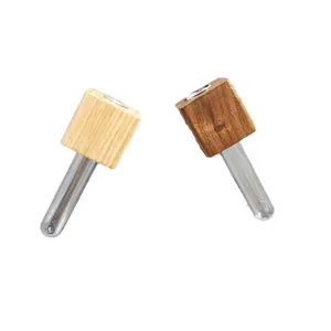 Two creative wooden test tube vases for desktop hydroponic plant arrangements