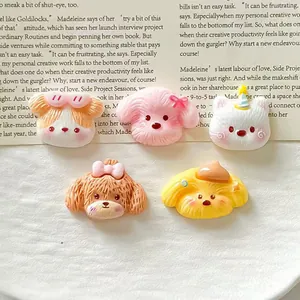 Detailed view of cute resin puppy charms in various colors for hair clips or magnets