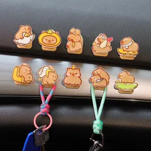 Gancho para Coche de Capibara de Dibujos Animados Gancho de Almacenamiento Adhesivo Multifuncional para Respaldo de Asiento Accesorios