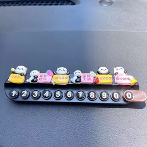 Detail view of panda temporary parking card with 11 adjustable digits for car dash.
