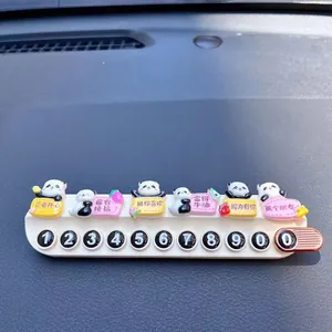 Cute panda temporary car parking phone number plate decoration for interior dashboard
