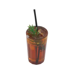 Miniature iced Americano coffee resin ornament for healing car dashboard decoration