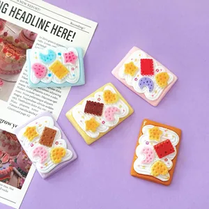 Cute Simulation Star Moon Cream Biscuit Resin DIY Accessories Funny Food Play Parts For Children Hair Clips Jewelry Finding