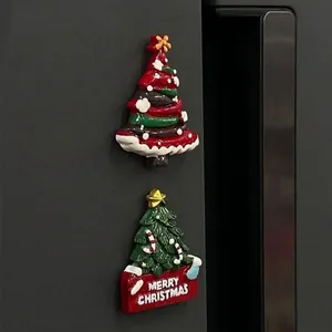 Magneti da frigo 3D creativi a forma di albero di Natale in resina per decorazioni festive