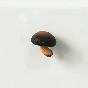 Vista macro dettagliata di un magnete da frigorifero in resina a forma di fungo 3D