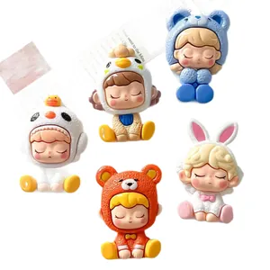 Lot de cinq mignonnes figurines en résine de filles en costumes d'animaux pour le DIY