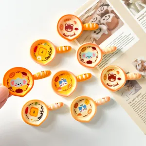 Set of cute miniature resin frying pans with various cartoon animal designs for DIY crafts