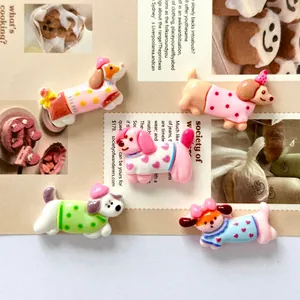 Set of 5 colorful resin flatback dog charms for DIY crafts and phone case deco