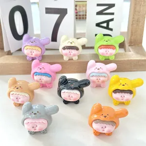 Cartoon Puppy Liz Mini Hars Figuurtje Voor DIY Accessoires Sleutelhanger Hanger Desktop Ornament Effen Kleur Hars Ambachten