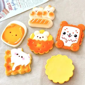 Detailed view of cute cartoon animal food resin charms for DIY craft hair clips