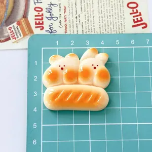 Large simulation cartoon bear on bread cookie resin accessory for DIY hair clip crafts