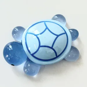 Detailed top view of a large luminous blue resin turtle figurine home decor ornament